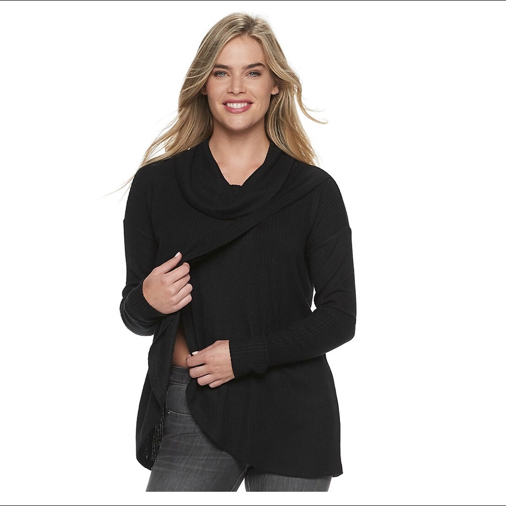 NWT cowlneck tulip-hem nursing top, black